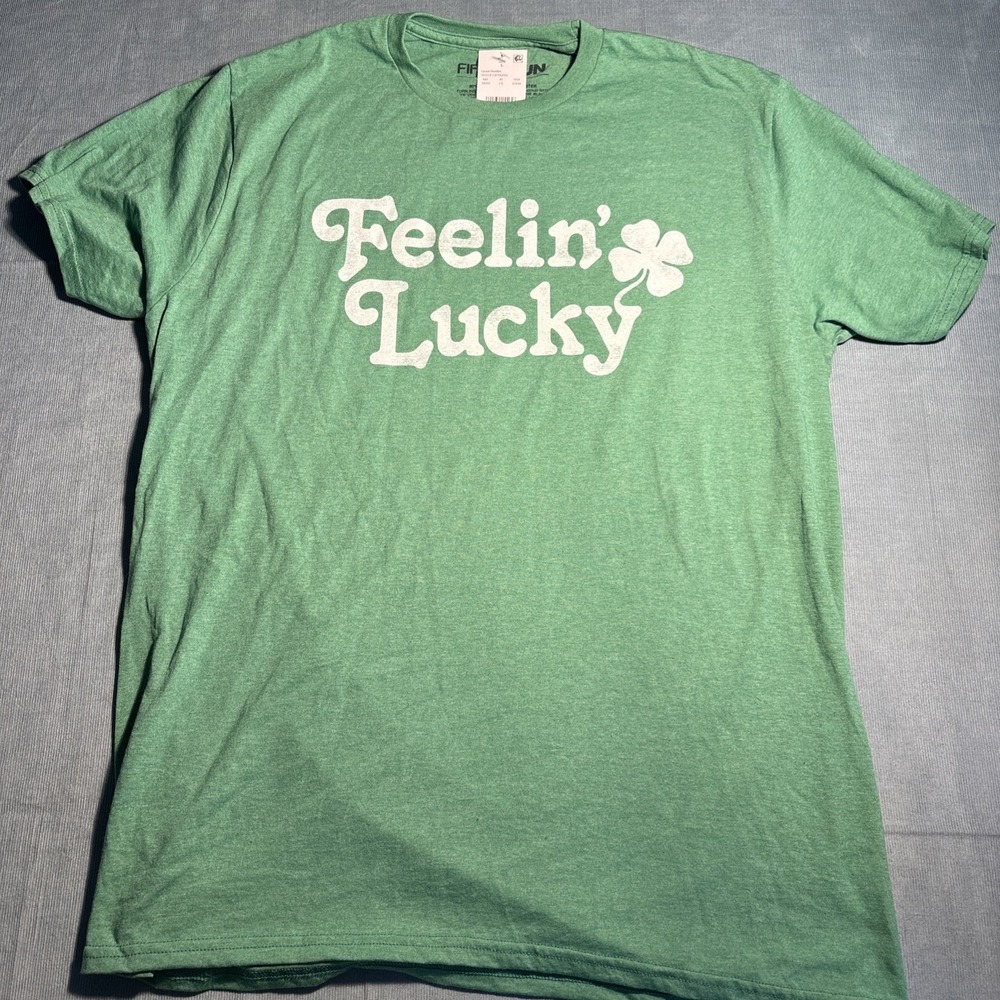 Fifth Sun St. Patricks Day Feelin Lucky Clover T-shirt Mens Large Green